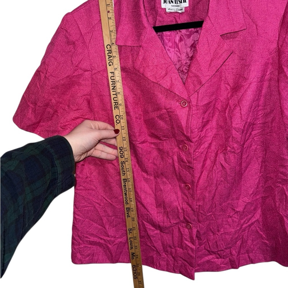 Joan Leslie Woman Fuchsia Textured Blouse 16W Shoulder Pads - Picture 3 of 8